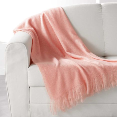 Shelly Acrylic Throw with Tassells - Coral Pink
