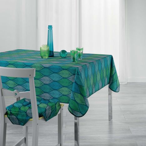 Winter Green Printed Tablecloth - Green & Blue
