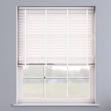 Embossed Faux Wood Venetian Blind With Tape  - Arctic White & White