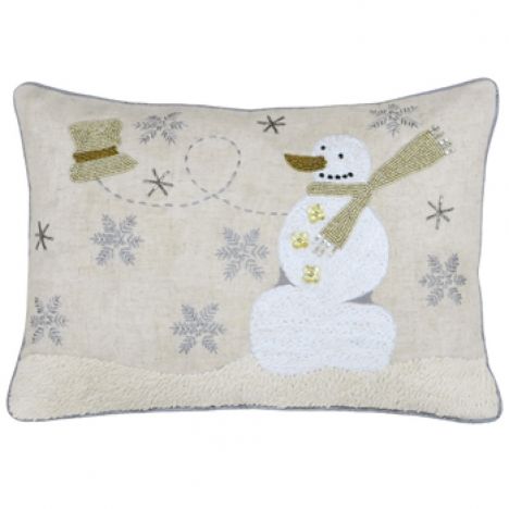 Advent Snowman Christmas Filled Boudoir Cushion