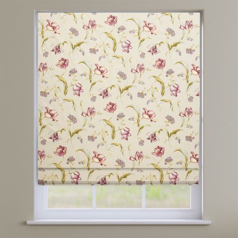Tulipa Floral Soft Red Roman Blind