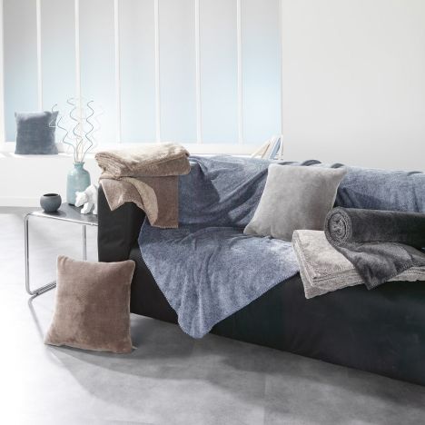 Sweden Soft Flannel Filled Cushion - Blue