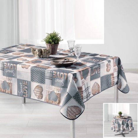 Hearty Photoprinted Tablecloth - Grey & Yellow