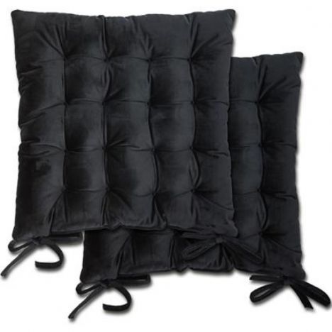 Velvet Soft Tie On Seat Pad - Black