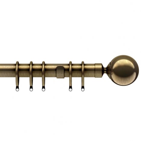 Nikola Fixed 28mm Complete Curtain Pole Set - Antique Brass