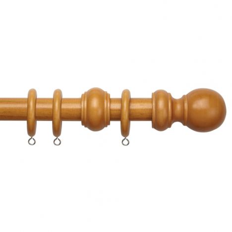 County Wood Fixed 28mm Complete Curtain Pole Set - Antique Pine