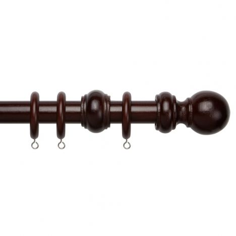 County Wood Fixed 28mm Complete Curtain Pole Set - Chestnut