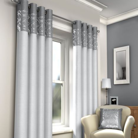 Skye Fully Lined Eyelet Curtains - Silver Grey