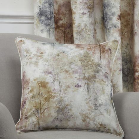 Woodland Floral Trees Cushion Cover - Natural Multi