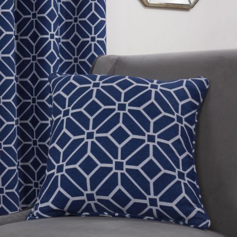 Kelso Geometric Cushion Cover - Navy Blue