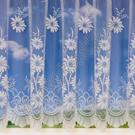 Daisy Patterned White Net Curtain