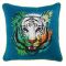 Issara Tiger 100% Cotton Cushion with Piping - Blue