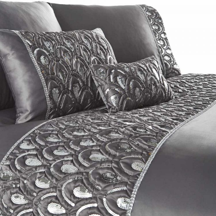 Crystal Sequin Sparkle | Petite Cushion | Charcoal Grey | Tonys Textiles