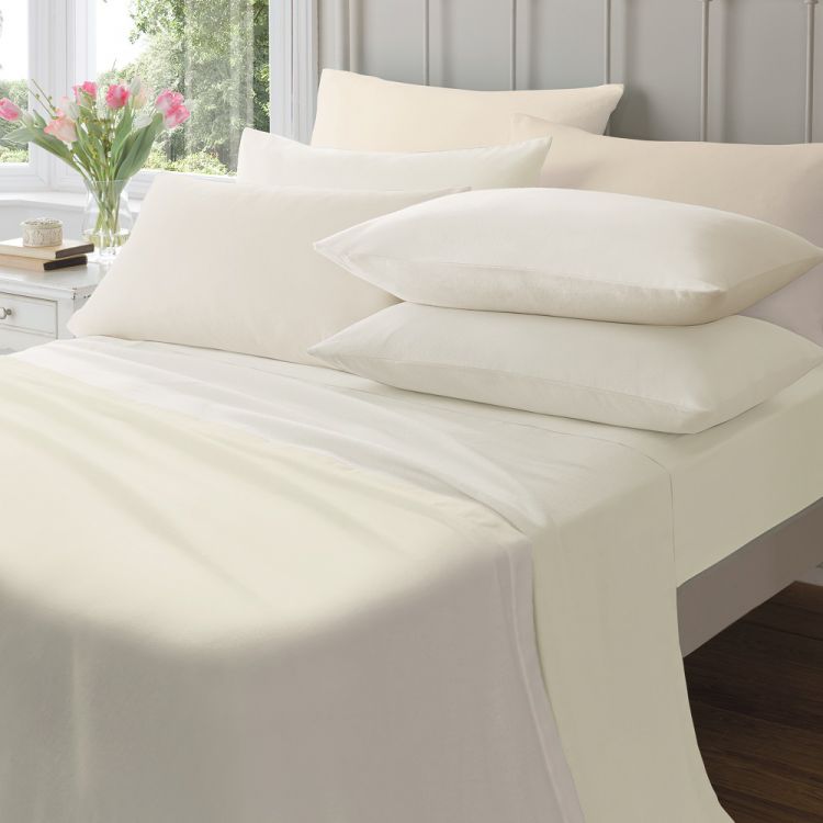 145gsm | Plain | Cream | Flannelette | Pillowcases | Tonys Textiles