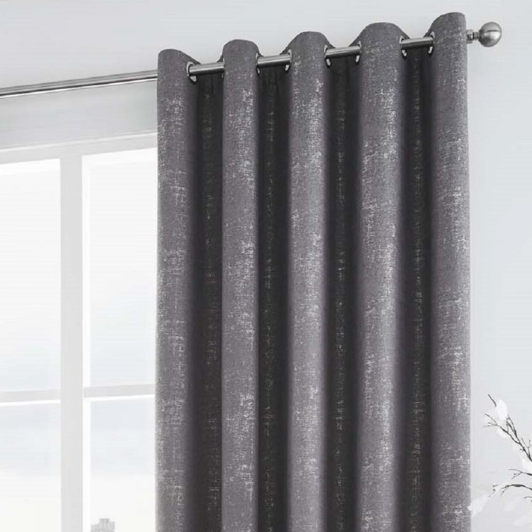 Solent Metallic | Fully Lined | Eyelet | Curtains | Graphite | Tonys ...