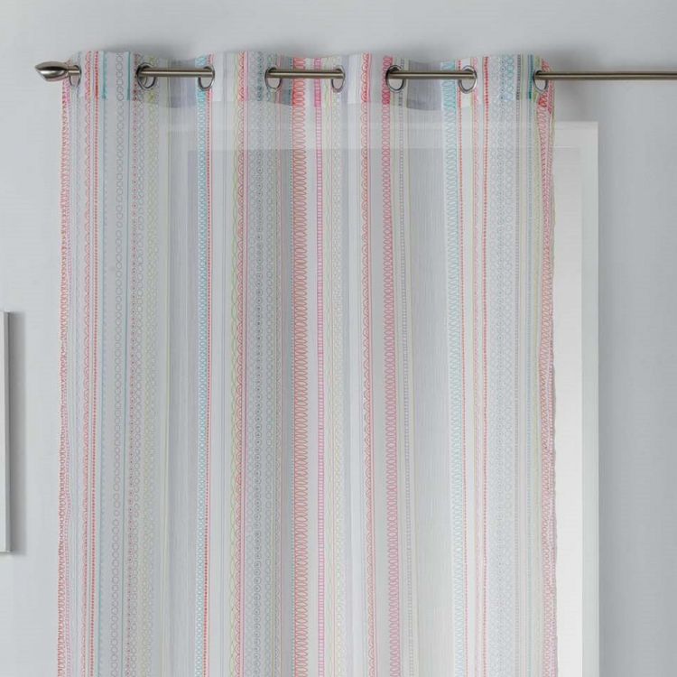Analea | Stripe | Voile Curtain Panel | with | Ring Top | Multicolour ...