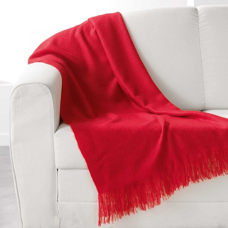 Shelly | Acrylic Throw with Tassells | Red | Tonys Textiles