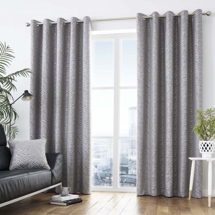 Africa | Textured | Fully Lined | Eyelet Curtains | Graphite Grey ...