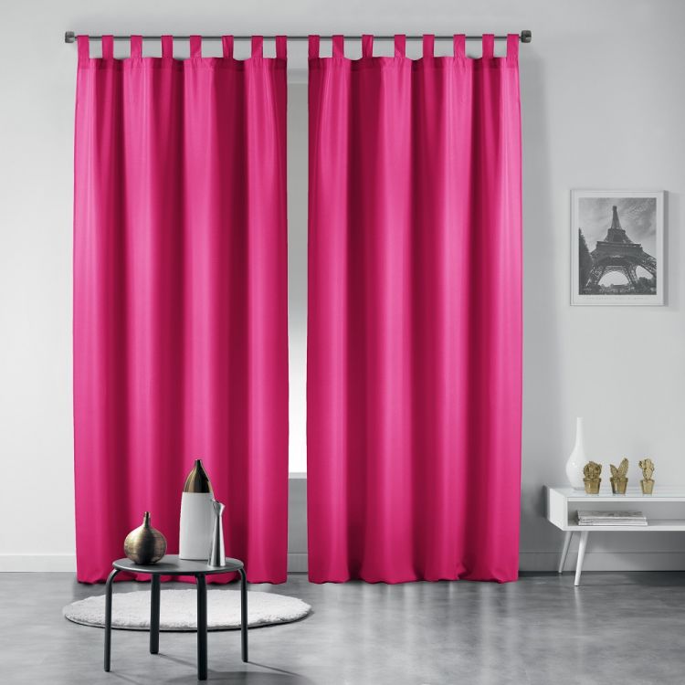 Essentiel | Plain | Tab Top | Curtains |Fuchsia Pink | Tonys Textiles